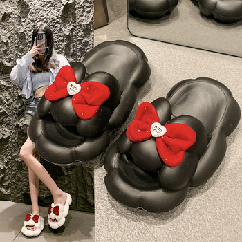 Maya Luka korejskog stila Miu Bow indoor papuče – EVA gornji dio, EVA đon, debeli đon za povećanje visine, okrugli vrh, bez podstava