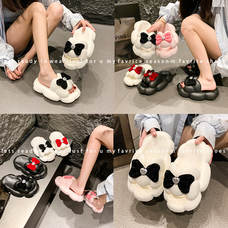 Maya Luka korejskog stila Miu Bow indoor papuče – EVA gornji dio, EVA đon, debeli đon za povećanje visine, okrugli vrh, bez podstava