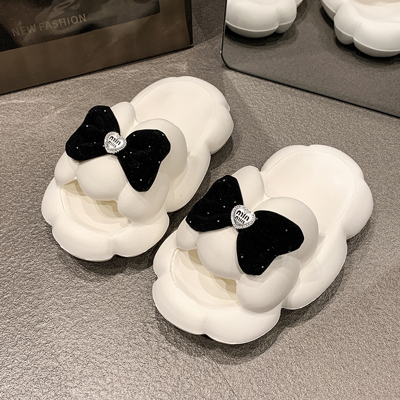 Maya Luka korejskog stila Miu Bow indoor papuče – EVA gornji dio, EVA đon, debeli đon za povećanje visine, okrugli vrh, bez podstava