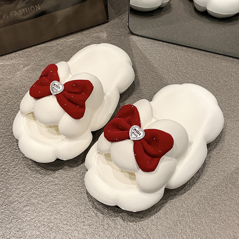 Maya Luka korejskog stila Miu Bow indoor papuče – EVA gornji dio, EVA đon, debeli đon za povećanje visine, okrugli vrh, bez podstava