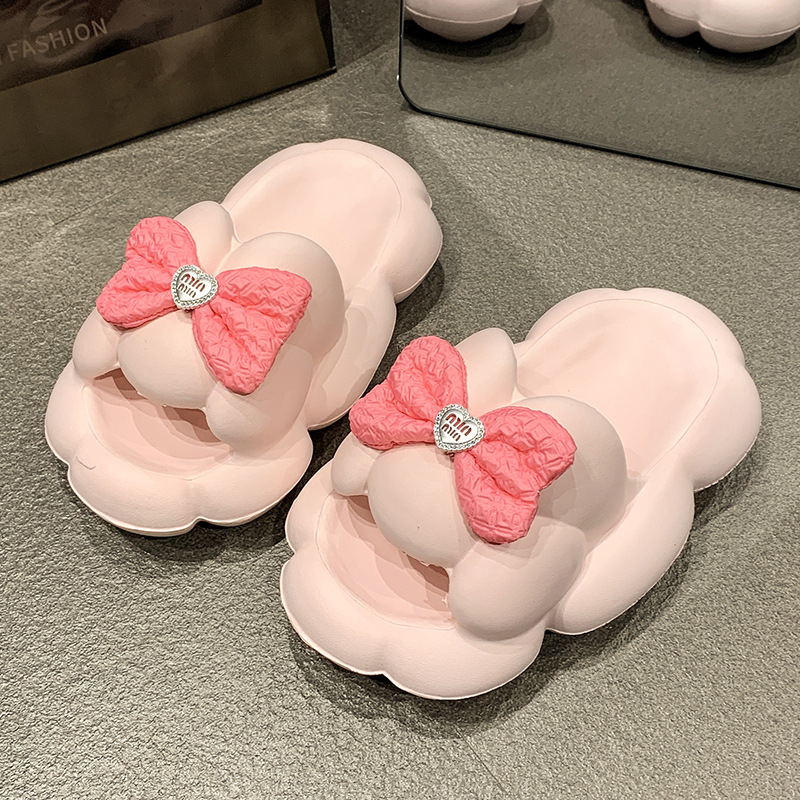 Maya Luka korejskog stila Miu Bow indoor papuče – EVA gornji dio, EVA đon, debeli đon za povećanje visine, okrugli vrh, bez podstava