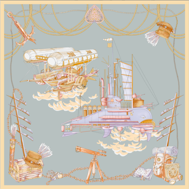 Копринен шал квадрат, сатеново тъкане, Mulberry коприна, оригинален дизайн, есенна колекция