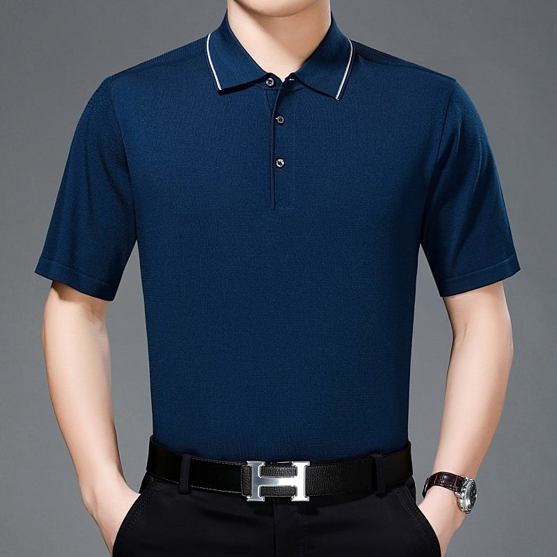 Pánske tričko s krátkymi rukávmi, voľný strih, Ice Silk látka, obsah hodvábu Mulberry