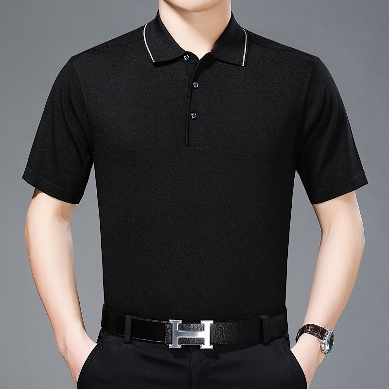 Pánske tričko s krátkymi rukávmi, voľný strih, Ice Silk látka, obsah hodvábu Mulberry