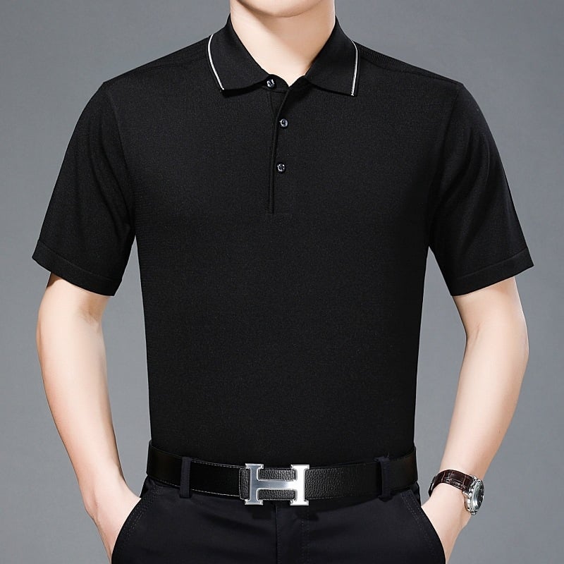 Pánske tričko s krátkymi rukávmi, voľný strih, Ice Silk látka, obsah hodvábu Mulberry