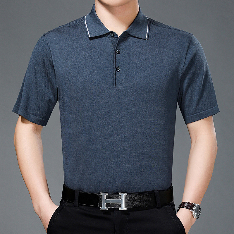 Pánske tričko s krátkymi rukávmi, voľný strih, Ice Silk látka, obsah hodvábu Mulberry