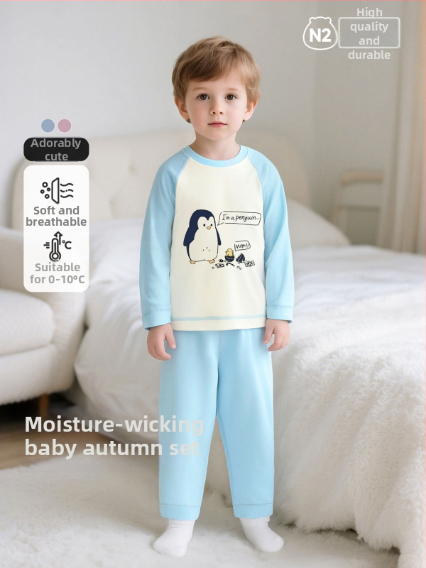 Παιδικό σετ πυτζάμαλες από βαμβάκι με μοτίβο καρτούν, για αγόρια και κορίτσια 3–8 ετών, με στρογγυλό λαιμό, Άνοιξη και Φθινόπωρο