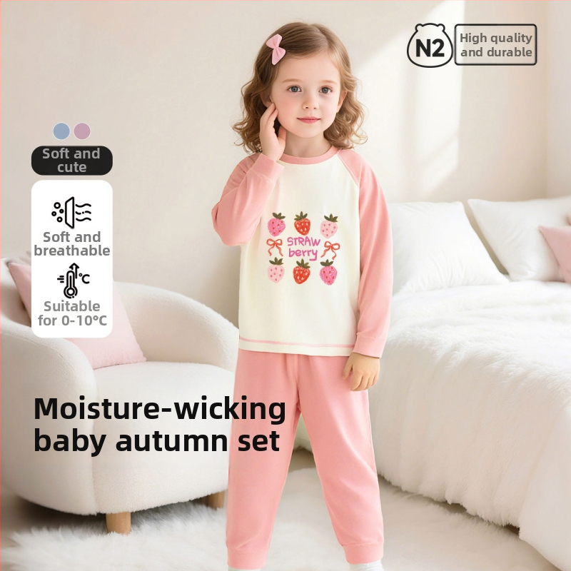 Παιδικό σετ πυτζάμαλες από βαμβάκι με μοτίβο καρτούν, για αγόρια και κορίτσια 3–8 ετών, με στρογγυλό λαιμό, Άνοιξη και Φθινόπωρο