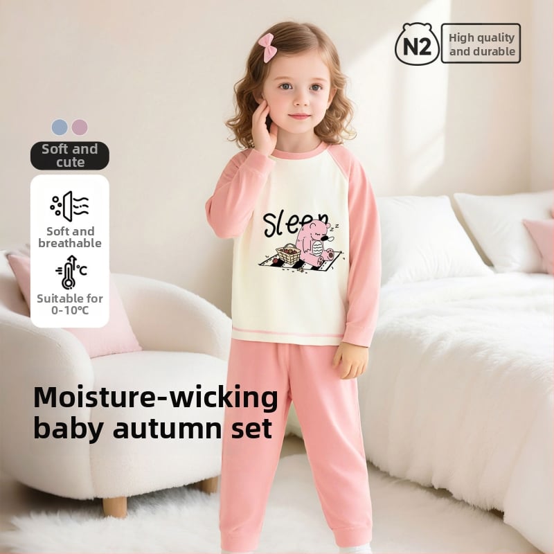 Παιδικό σετ πυτζάμαλες από βαμβάκι με μοτίβο καρτούν, για αγόρια και κορίτσια 3–8 ετών, με στρογγυλό λαιμό, Άνοιξη και Φθινόπωρο