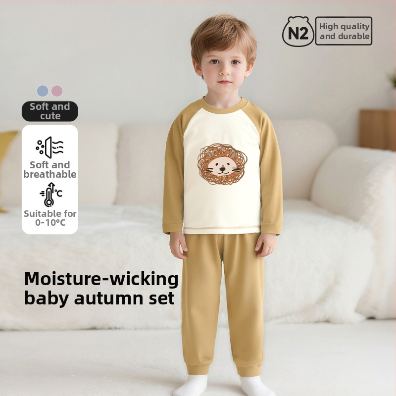 Παιδικό σετ πυτζάμαλες από βαμβάκι με μοτίβο καρτούν, για αγόρια και κορίτσια 3–8 ετών, με στρογγυλό λαιμό, Άνοιξη και Φθινόπωρο