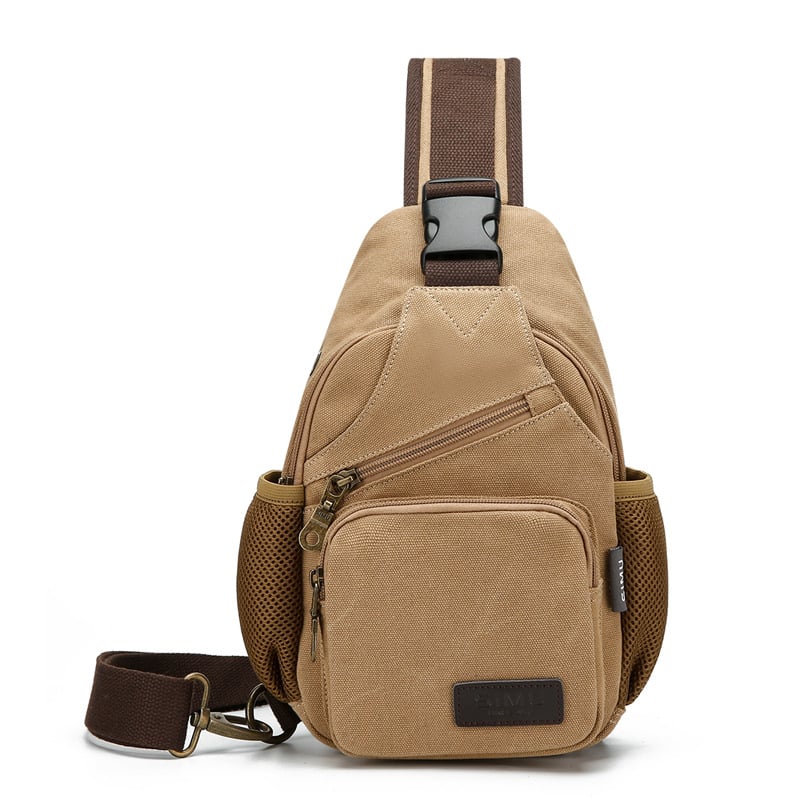 Muška prsna torba – platno, gradski stil, jednobojna, model 1611 Upgrade, podstava od najlona