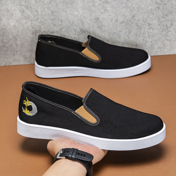 Ανδρικά υφασμάτινα παπούτσια slip-on με στρογγυλή μύτη, διαπνέοντα και ανθεκτικά στην φθορά