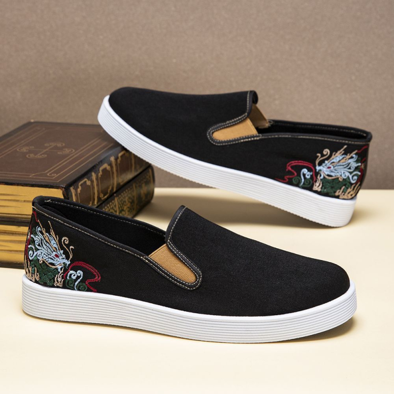 Ανδρικά υφασμάτινα παπούτσια slip-on με στρογγυλή μύτη, διαπνέοντα και ανθεκτικά στην φθορά