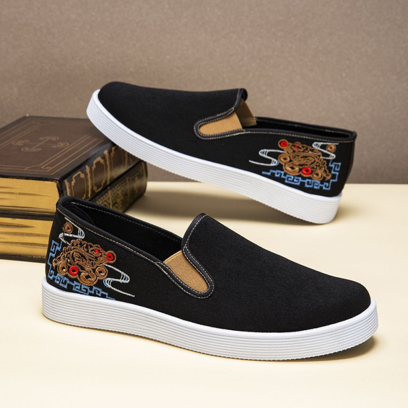 Ανδρικά υφασμάτινα παπούτσια slip-on με στρογγυλή μύτη, διαπνέοντα και ανθεκτικά στην φθορά