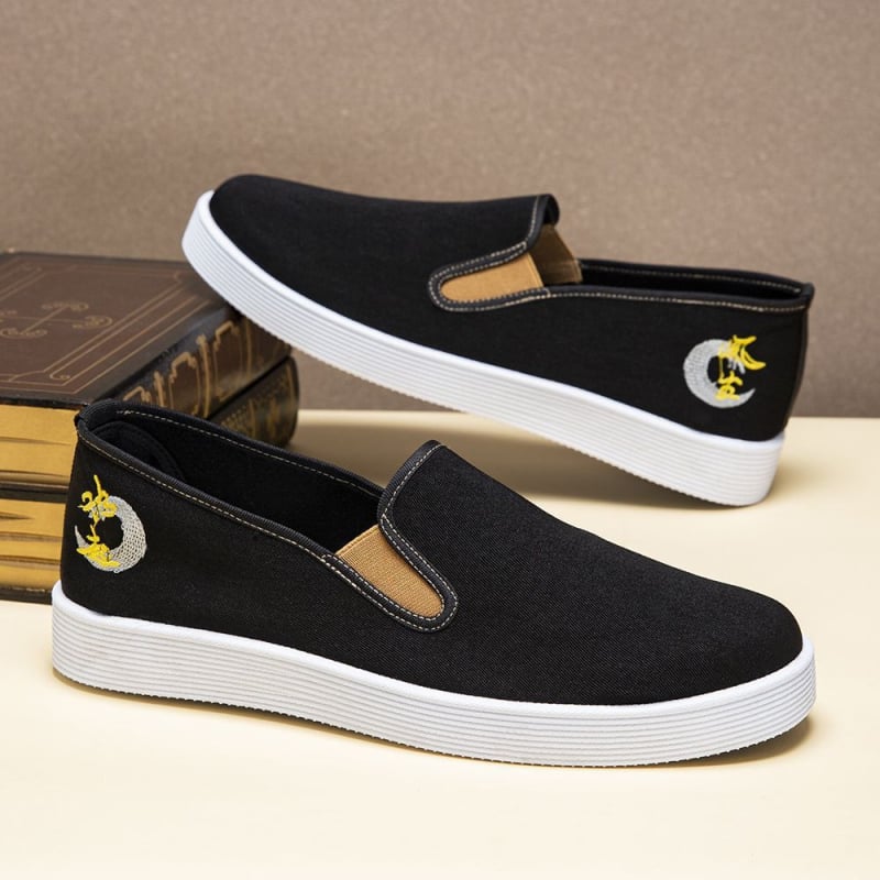 Ανδρικά υφασμάτινα παπούτσια slip-on με στρογγυλή μύτη, διαπνέοντα και ανθεκτικά στην φθορά