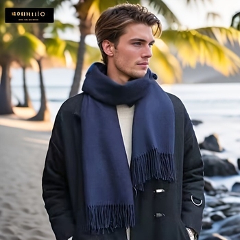 Zimski šal u klasičnom britanskom stilu sa resicama, topao i svestran za parove (Materijal: Poliester; Pletenje: Warp knitting; Sezona: Zima; Stil: Fashion Commuter, Elegantno, Minimalističko).