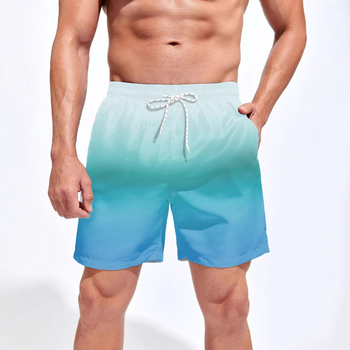 Ανδρικά σορτς παραλίας, 3D εκτύπωση, πολυεστέρας, ίσια γραμμή, μικροελαστικότητα, καλοκαίρι