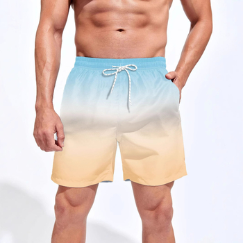 Ανδρικά σορτς παραλίας, 3D εκτύπωση, πολυεστέρας, ίσια γραμμή, μικροελαστικότητα, καλοκαίρι
