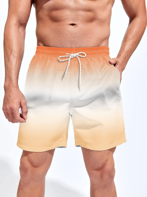 Ανδρικά σορτς παραλίας, 3D εκτύπωση, πολυεστέρας, ίσια γραμμή, μικροελαστικότητα, καλοκαίρι