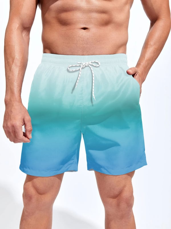 Ανδρικά σορτς παραλίας, 3D εκτύπωση, πολυεστέρας, ίσια γραμμή, μικροελαστικότητα, καλοκαίρι