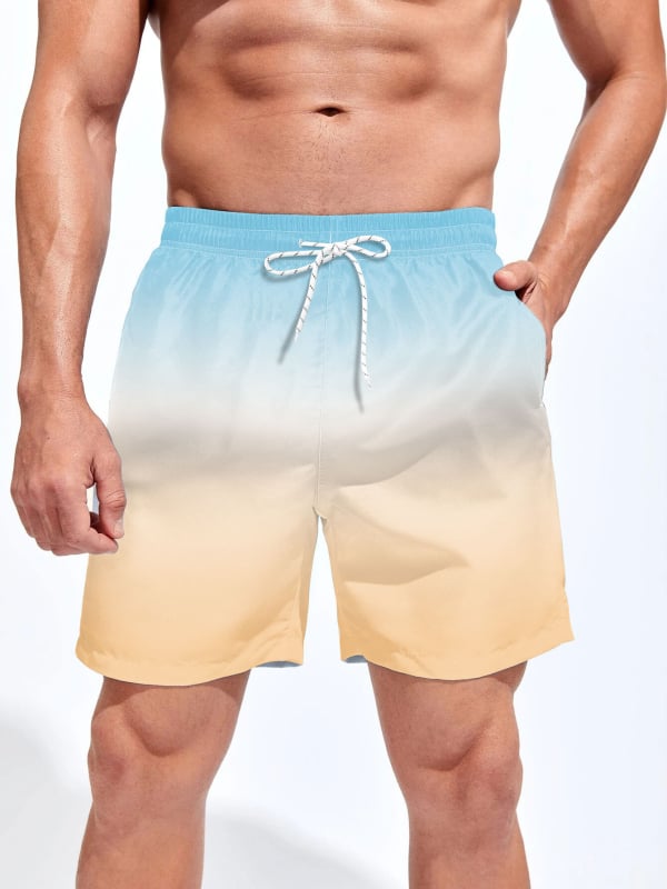 Ανδρικά σορτς παραλίας, 3D εκτύπωση, πολυεστέρας, ίσια γραμμή, μικροελαστικότητα, καλοκαίρι