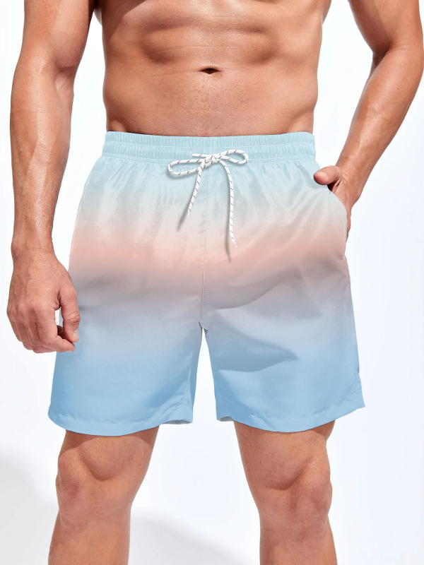 Ανδρικά σορτς παραλίας, 3D εκτύπωση, πολυεστέρας, ίσια γραμμή, μικροελαστικότητα, καλοκαίρι