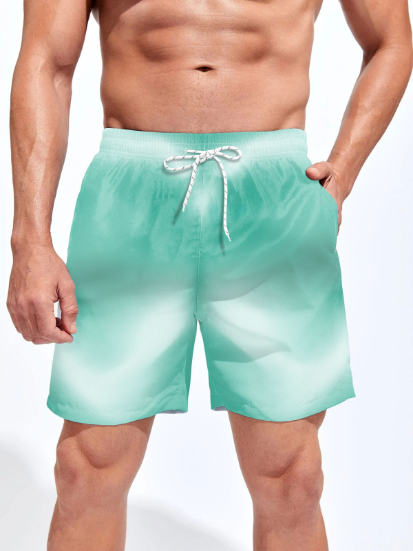 Ανδρικά σορτς παραλίας, 3D εκτύπωση, πολυεστέρας, ίσια γραμμή, μικροελαστικότητα, καλοκαίρι