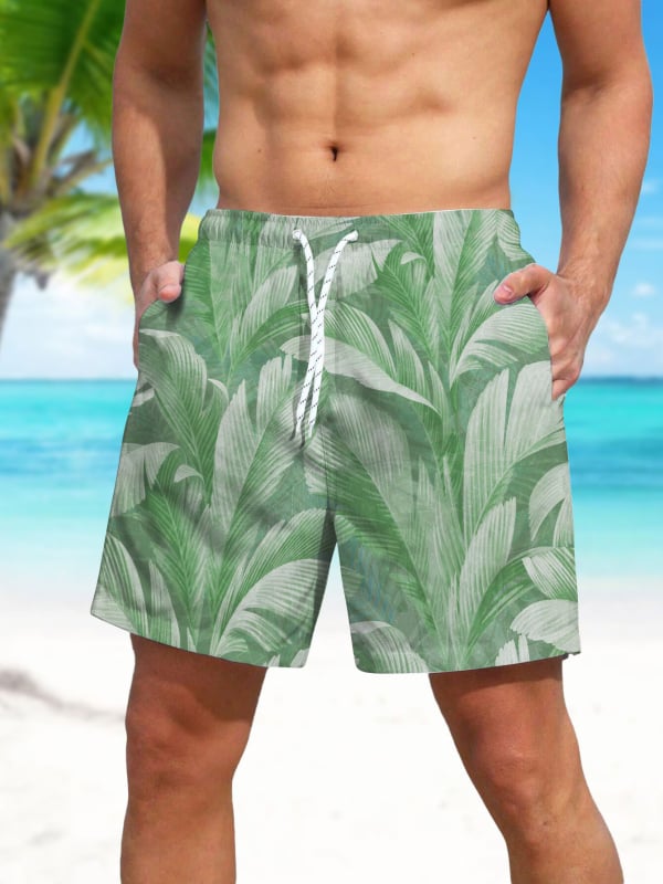 Ανδρικά σορτς παραλίας, 3D εκτύπωση, πολυεστέρας, ίσια γραμμή, μικροελαστικότητα, καλοκαίρι