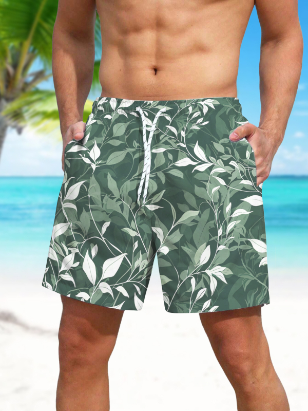 Ανδρικά σορτς παραλίας, 3D εκτύπωση, πολυεστέρας, ίσια γραμμή, μικροελαστικότητα, καλοκαίρι
