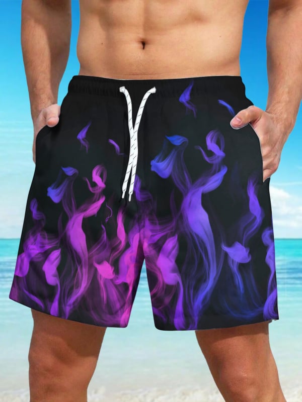 Ανδρικά σορτς παραλίας, 3D εκτύπωση, πολυεστέρας, ίσια γραμμή, μικροελαστικότητα, καλοκαίρι