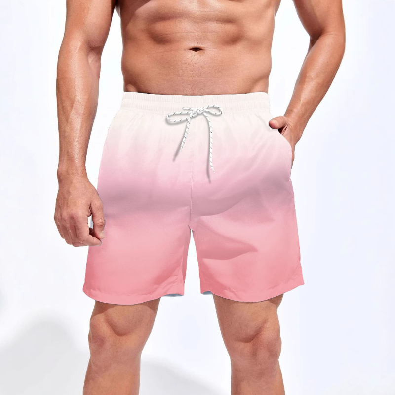 Ανδρικά σορτς παραλίας, 3D εκτύπωση, πολυεστέρας, ίσια γραμμή, μικροελαστικότητα, καλοκαίρι