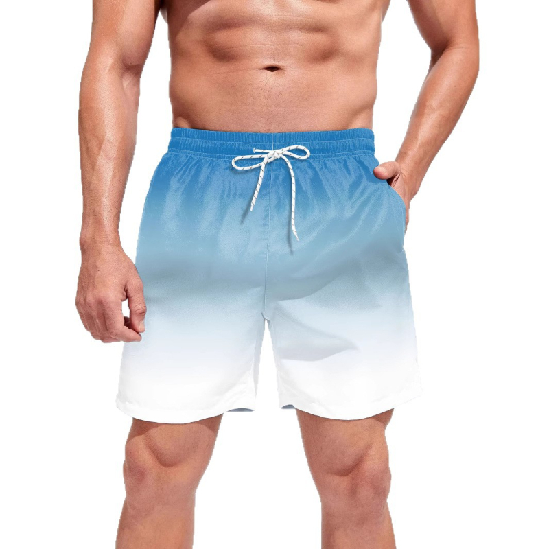 Ανδρικά σορτς παραλίας, 3D εκτύπωση, πολυεστέρας, ίσια γραμμή, μικροελαστικότητα, καλοκαίρι