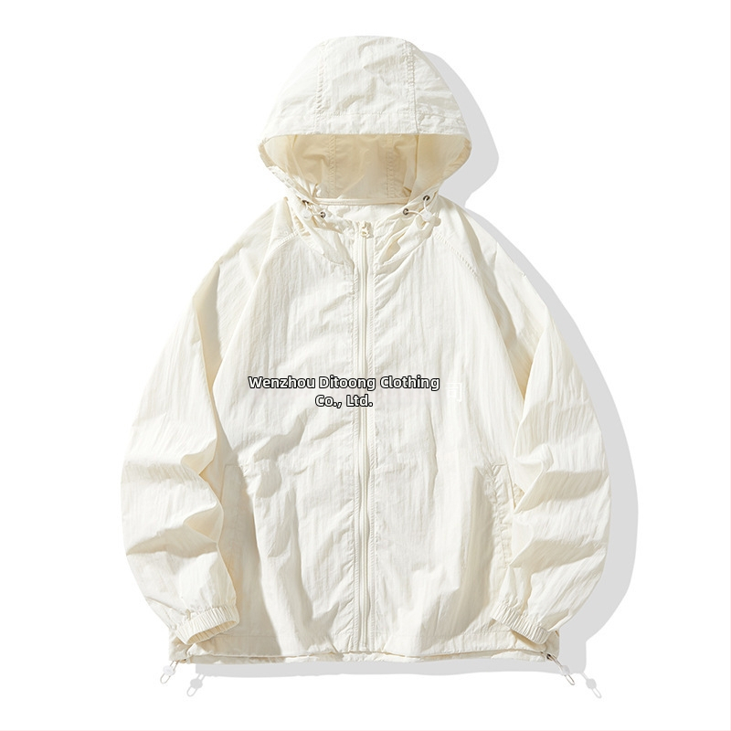 Tricou cu glugă pentru protecție solară, ușor de vară, 100% poliester, mâneci lungi