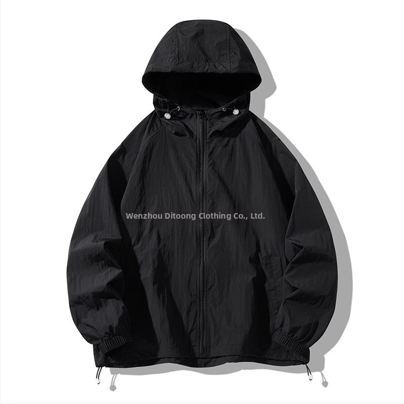 Tricou cu glugă pentru protecție solară, ușor de vară, 100% poliester, mâneci lungi