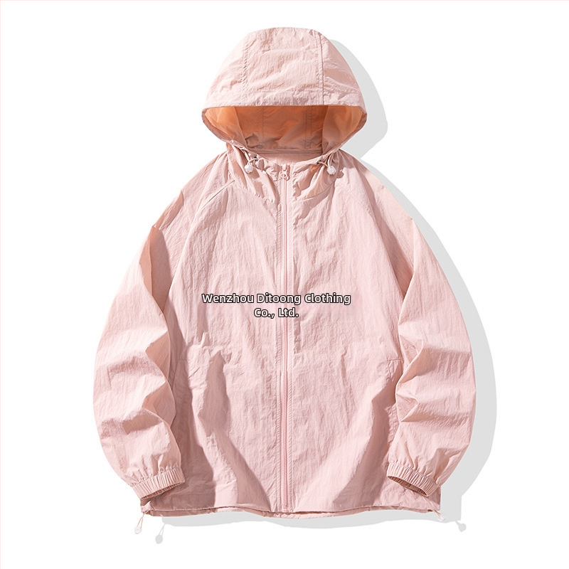 Tricou cu glugă pentru protecție solară, ușor de vară, 100% poliester, mâneci lungi