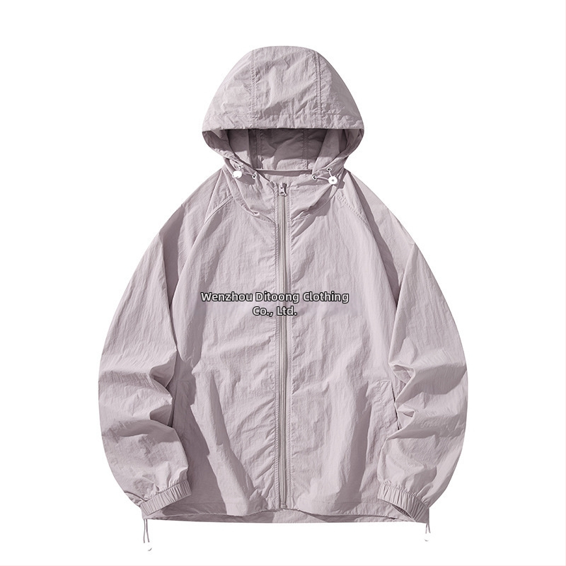 Tricou cu glugă pentru protecție solară, ușor de vară, 100% poliester, mâneci lungi