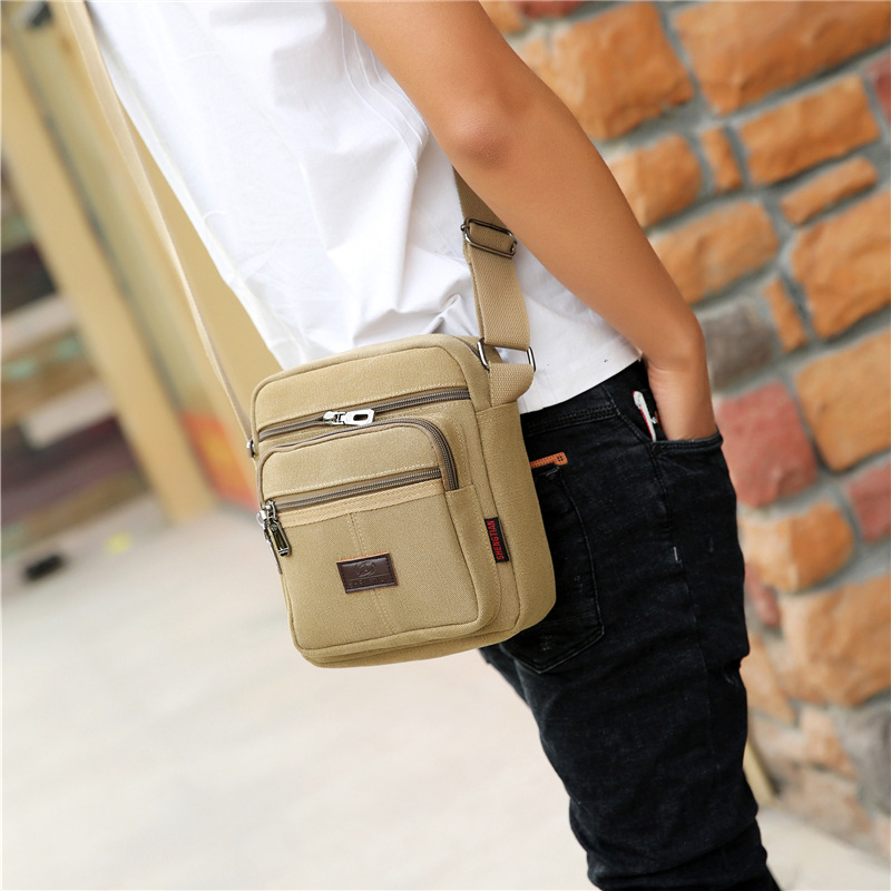 Muška torba za ramena – platno, crossbody stil, jednobojni uzorak, za dnevnu i poslovnu upotrebu