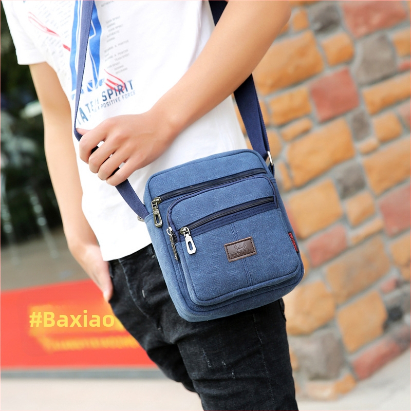 Muška torba za ramena – platno, crossbody stil, jednobojni uzorak, za dnevnu i poslovnu upotrebu