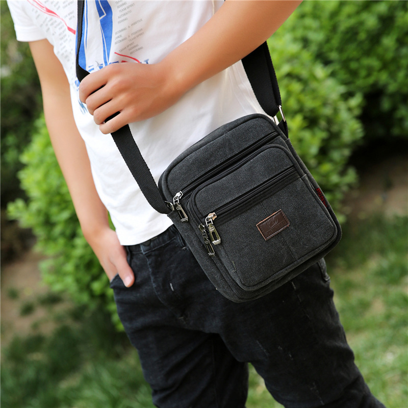 Muška torba za ramena – platno, crossbody stil, jednobojni uzorak, za dnevnu i poslovnu upotrebu