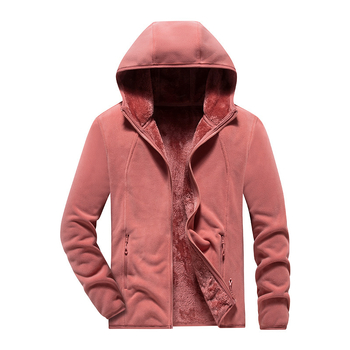 Fordítható polár dzseki kapucnival, belső korall polár bélés, uniszex kardigan-stílus, poliészter anyag