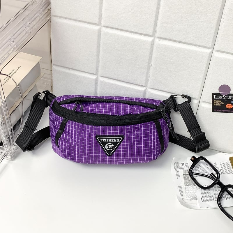 Muška torbica za prsa s crossbody remenom, karirani najlon, prozračna, vodootporna, ultra lagana, kompatibilna s 10-inčnim prijenosnim računalom