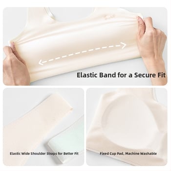 Αθλητικό σουτιέν χωρίς ραφές για έφηβες, πλήρες κύπελλο, αναπνεύσιμο, με σταθερά διπλά λουριά