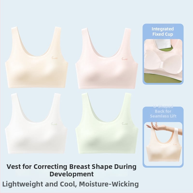 Αθλητικό σουτιέν χωρίς ραφές για έφηβες, πλήρες κύπελλο, αναπνεύσιμο, με σταθερά διπλά λουριά