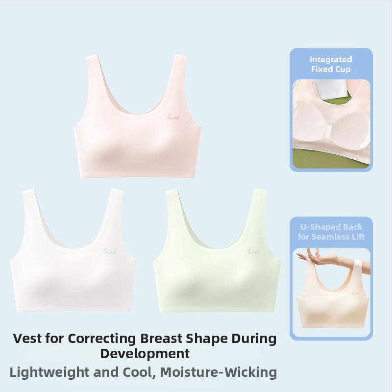 Αθλητικό σουτιέν χωρίς ραφές για έφηβες, πλήρες κύπελλο, αναπνεύσιμο, με σταθερά διπλά λουριά