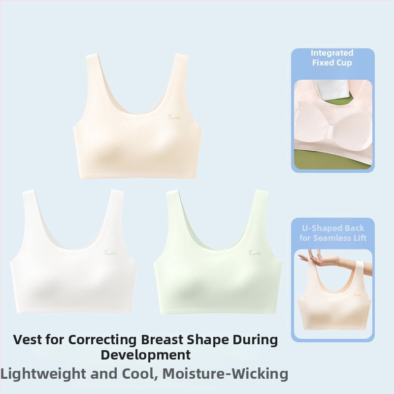 Αθλητικό σουτιέν χωρίς ραφές για έφηβες, πλήρες κύπελλο, αναπνεύσιμο, με σταθερά διπλά λουριά