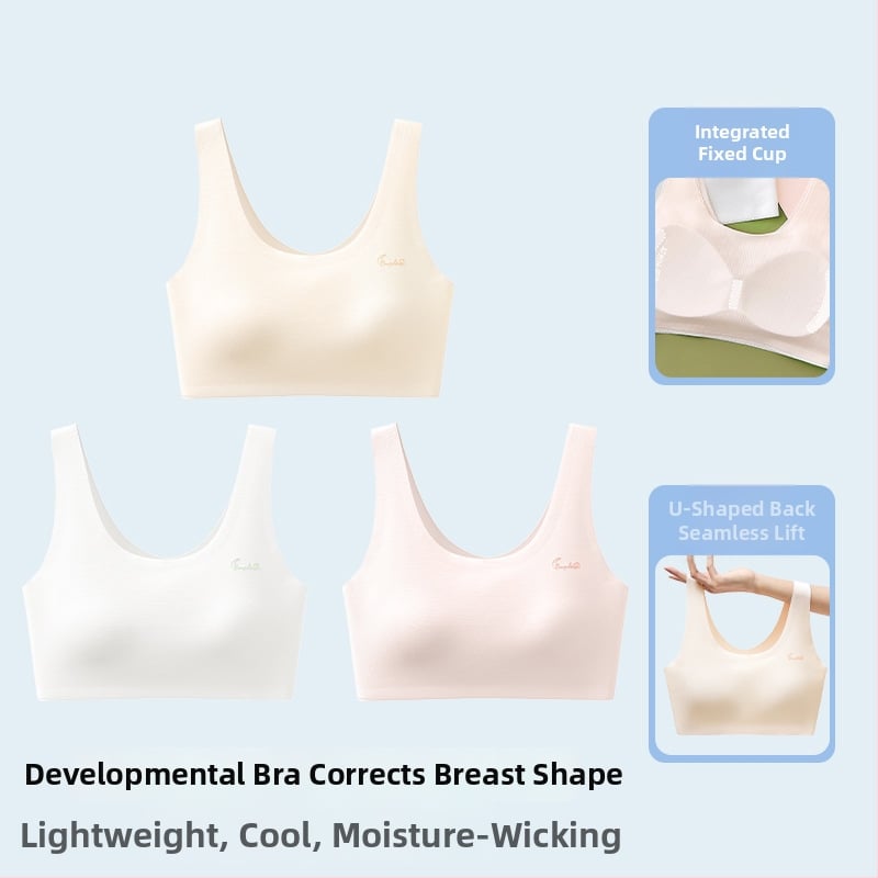 Αθλητικό σουτιέν χωρίς ραφές για έφηβες, πλήρες κύπελλο, αναπνεύσιμο, με σταθερά διπλά λουριά