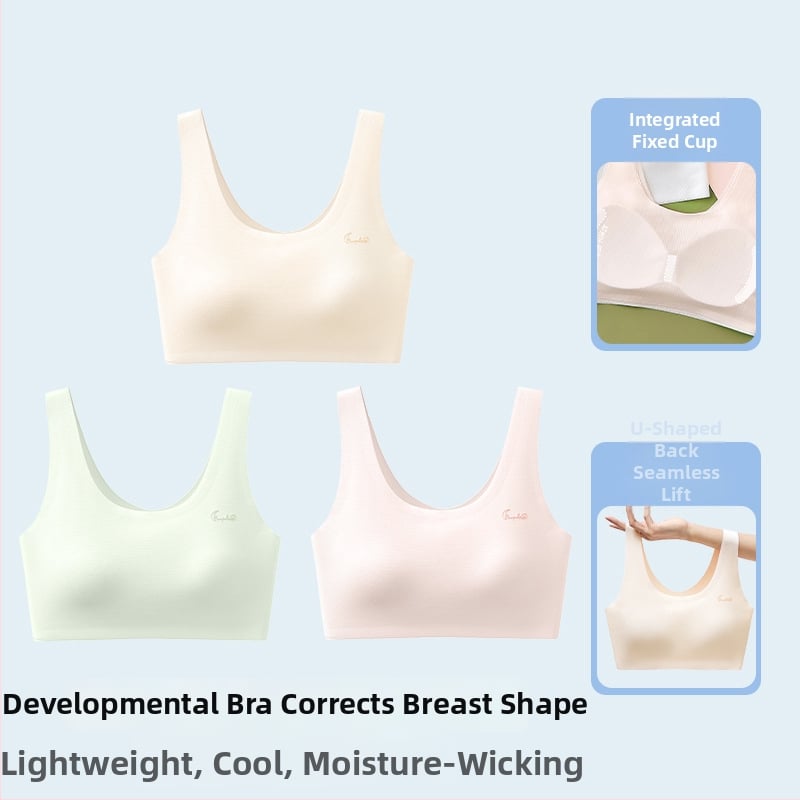 Αθλητικό σουτιέν χωρίς ραφές για έφηβες, πλήρες κύπελλο, αναπνεύσιμο, με σταθερά διπλά λουριά