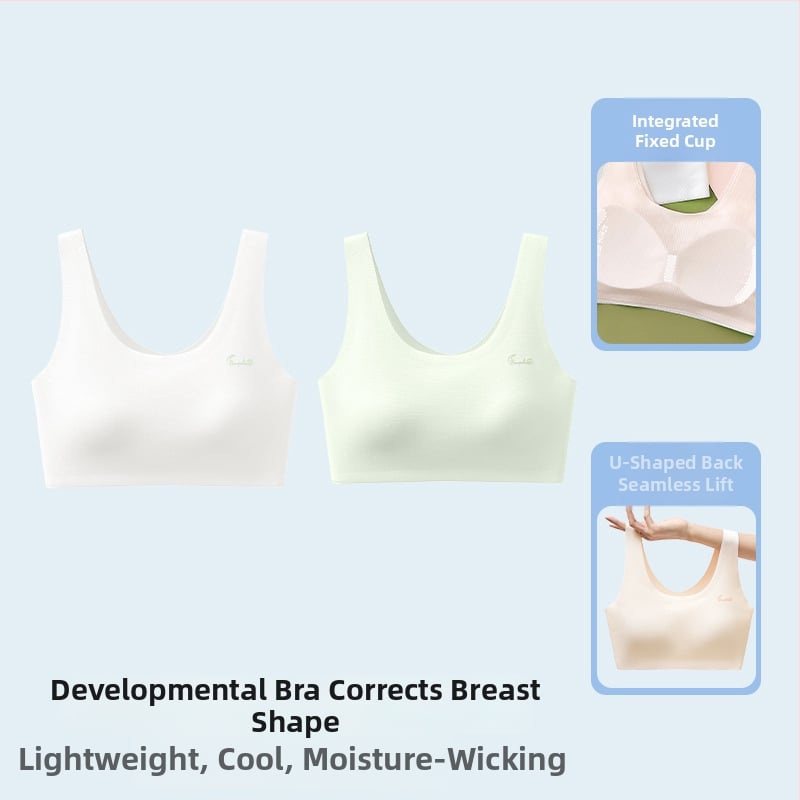 Αθλητικό σουτιέν χωρίς ραφές για έφηβες, πλήρες κύπελλο, αναπνεύσιμο, με σταθερά διπλά λουριά