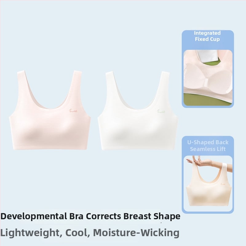 Αθλητικό σουτιέν χωρίς ραφές για έφηβες, πλήρες κύπελλο, αναπνεύσιμο, με σταθερά διπλά λουριά