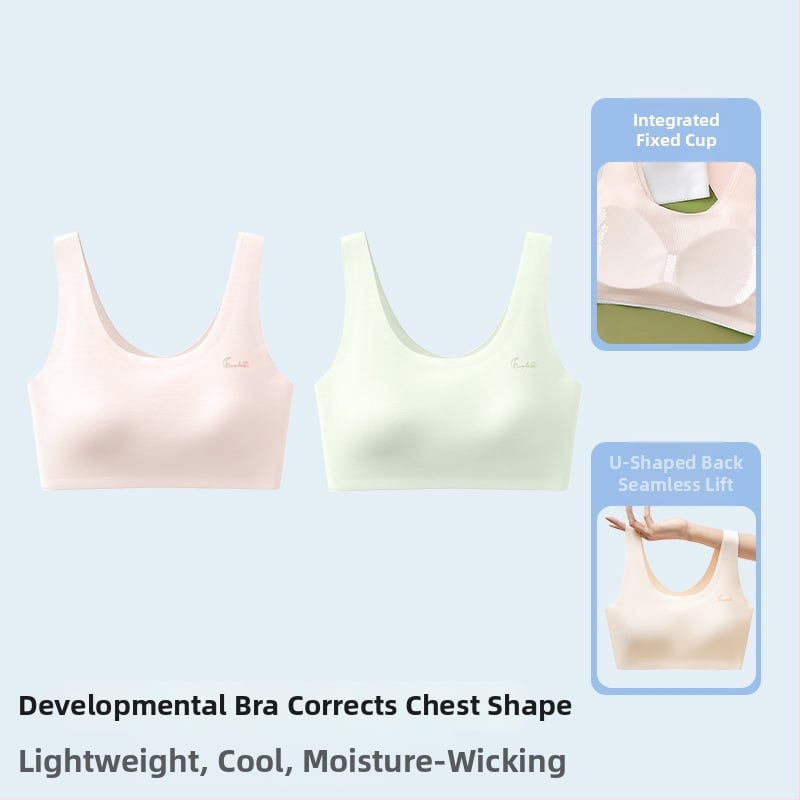 Αθλητικό σουτιέν χωρίς ραφές για έφηβες, πλήρες κύπελλο, αναπνεύσιμο, με σταθερά διπλά λουριά